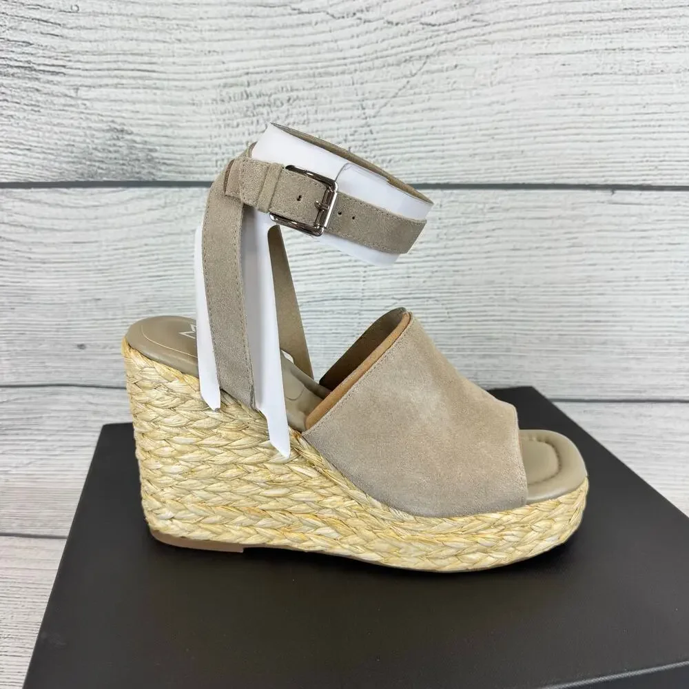 Marc Fisher Women's Natural Leather Nelly Ankle Strap Wedge Sandals Size 11